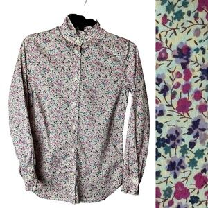 J Crew Liberty Floral Button Up Purple Pink Shirt 00 AY302